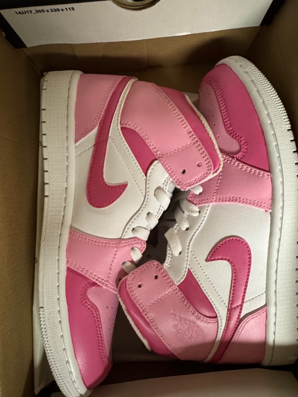 Nike Custom Women Jordan 1 Two-Tone Pink and White Mid Sneakers